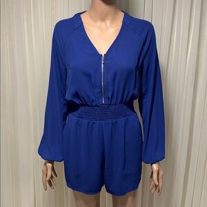 bebe Cobalt Blue Zip-Front Romper